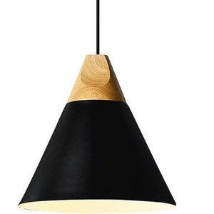Pendant‎ Ceiling Light Hanging Lamp Scandinavian Style Wood Black Base 9in Tall